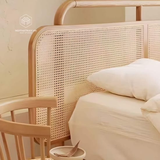 Hình ảnh của Giường Gỗ Kết Hợp Mây