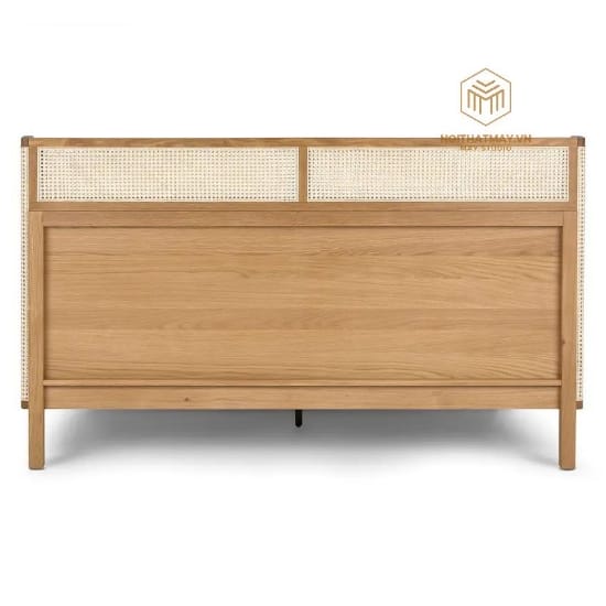 Hình ảnh của Giường Gỗ Sồi Kết Hợp Mây Mắt Cáo GM-014